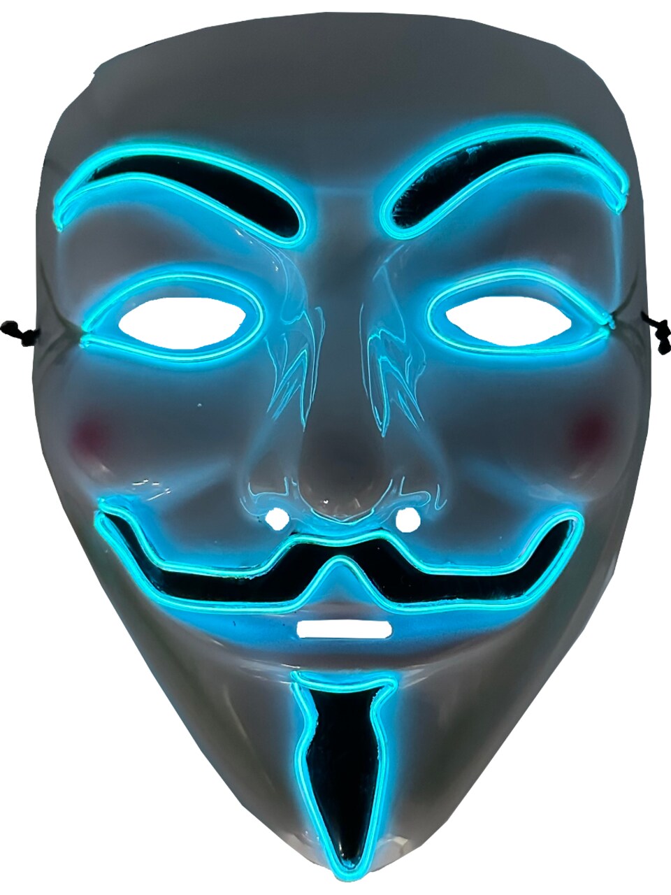 Fawkes Mask With Aqua Party Wire EL Light Up Costume Accessory